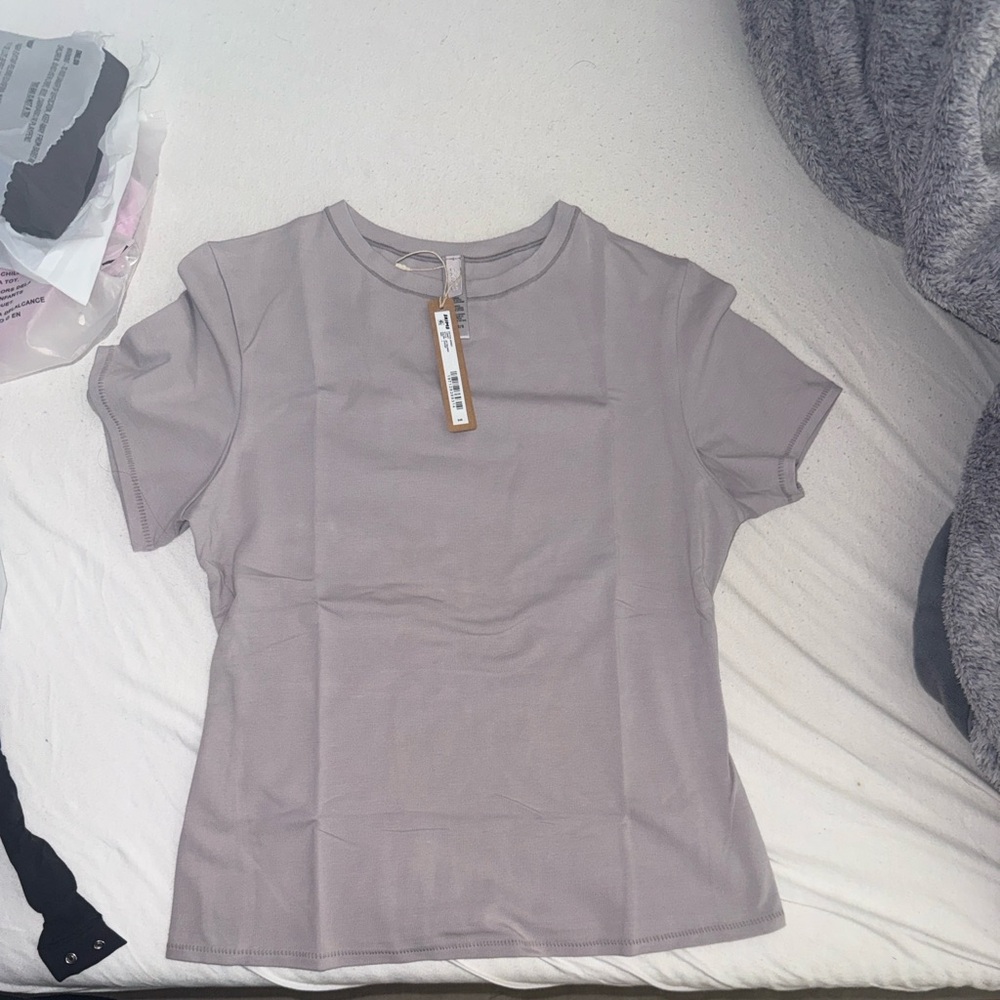Skims cotton jersey T-shirt, color oyster